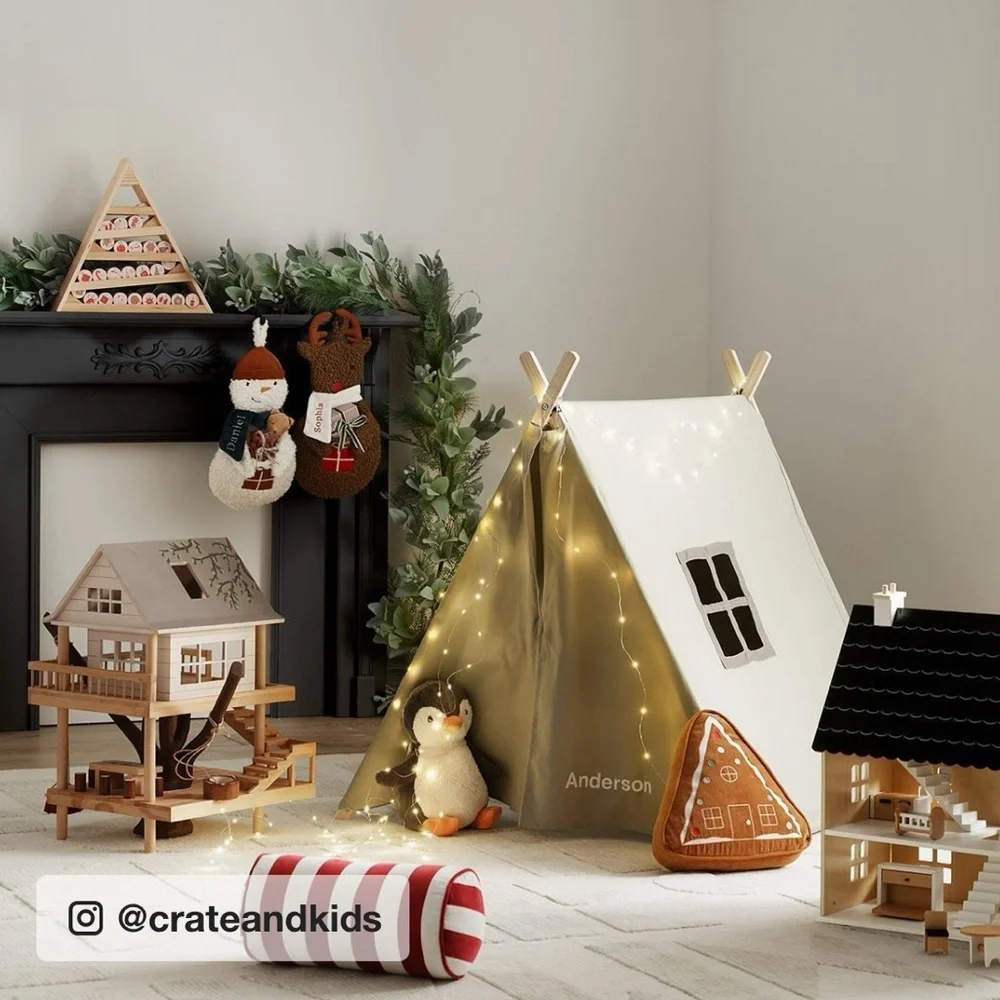 Crate&kids Brown Reindeer Holiday Stocking Crate&barrel